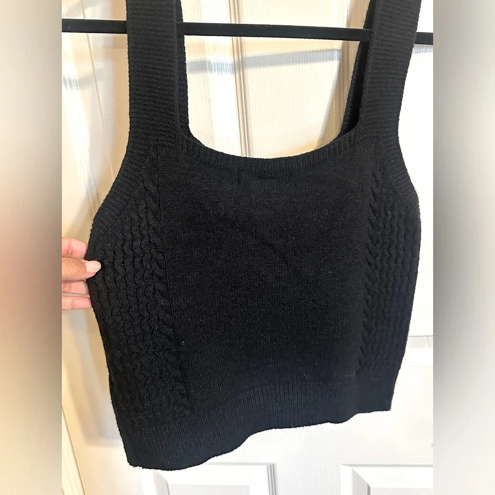 Cotton Emporium Midnight Cable Knit Tank Top, Black, Size XL, NWT